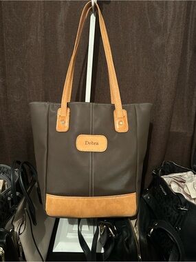 Deb Two-Tone Brown and Tan Tote